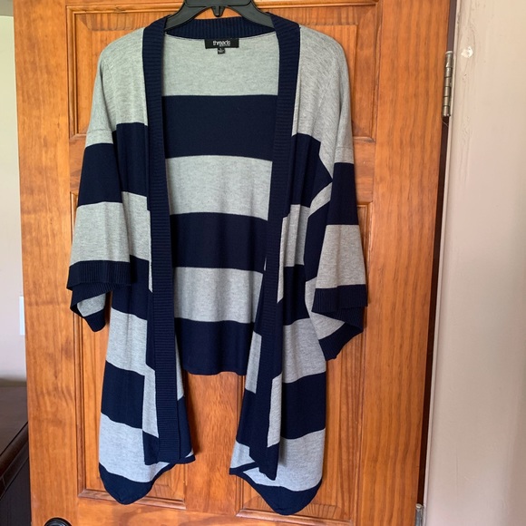 Grey and Navy Wide Stripe Sweater - Picture 1 of 7